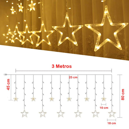 Cortina Luz Led Estrellas X3 Mt Navidad