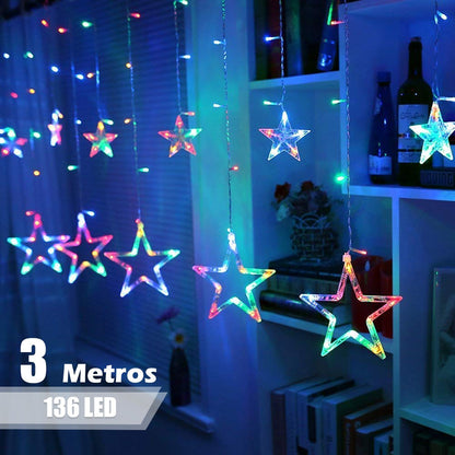 Cortina Luz Led Estrellas X3 Mt Navidad