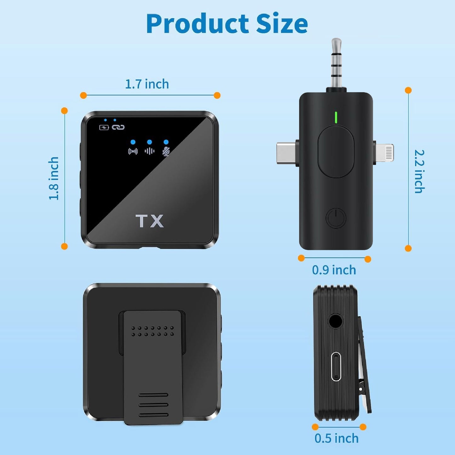 Microfonos Solapa Plug And Play Tipo C/Lightning F11-2 Inalambricos X2