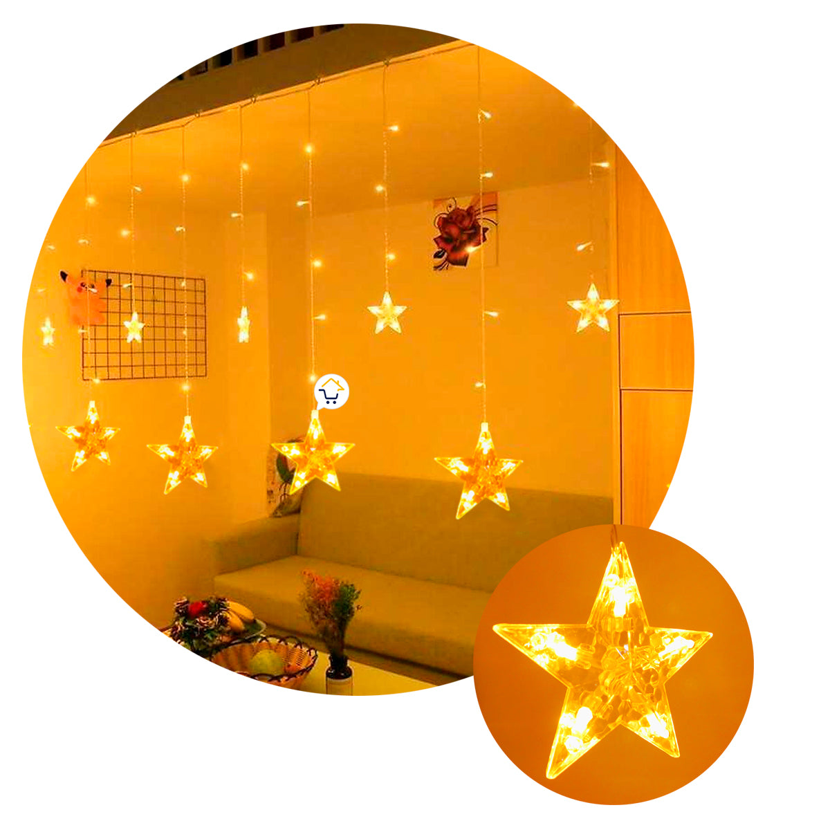 Cortina Luz Led Estrellas X6 Mt Navidad