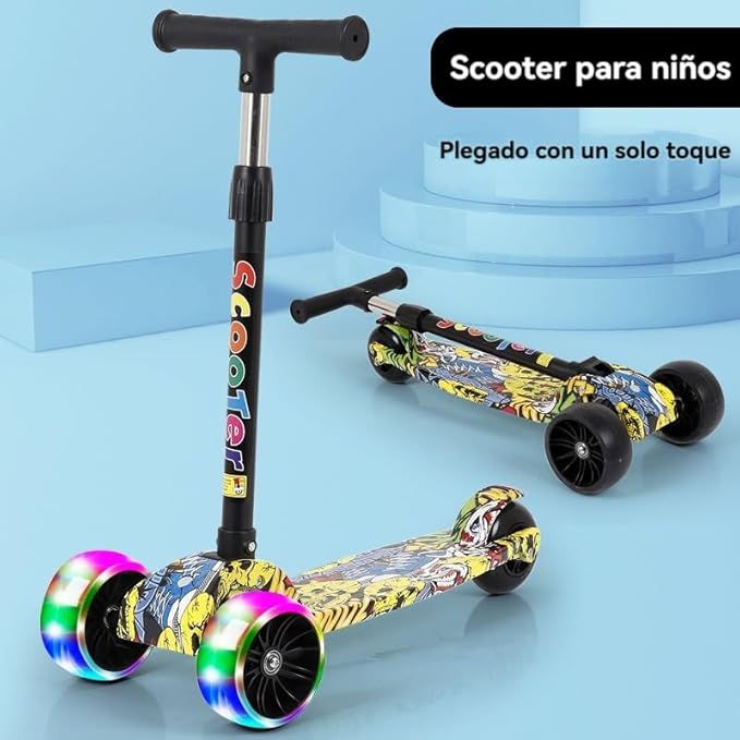 PATINETA MONOPATÍN SCOOTER 3 RUEDAS LUCES LED PARA NIÑOS Y NIÑAS