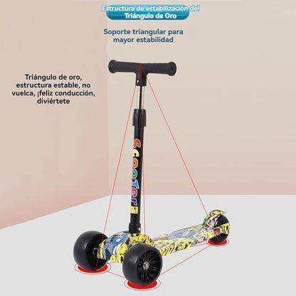 PATINETA MONOPATÍN SCOOTER 3 RUEDAS LUCES LED PARA NIÑOS Y NIÑAS