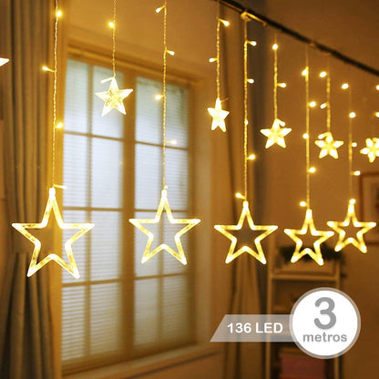 Cortina Luz Led Estrellas X3 Mt Navidad