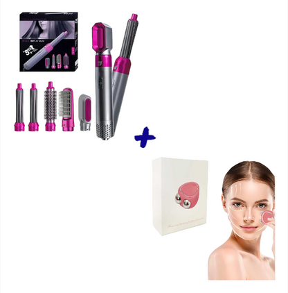 Set PREMIUM Cepillo Secador Hot Air Styler 5 En 1. Obsequio: Maquina Masajeador Facial